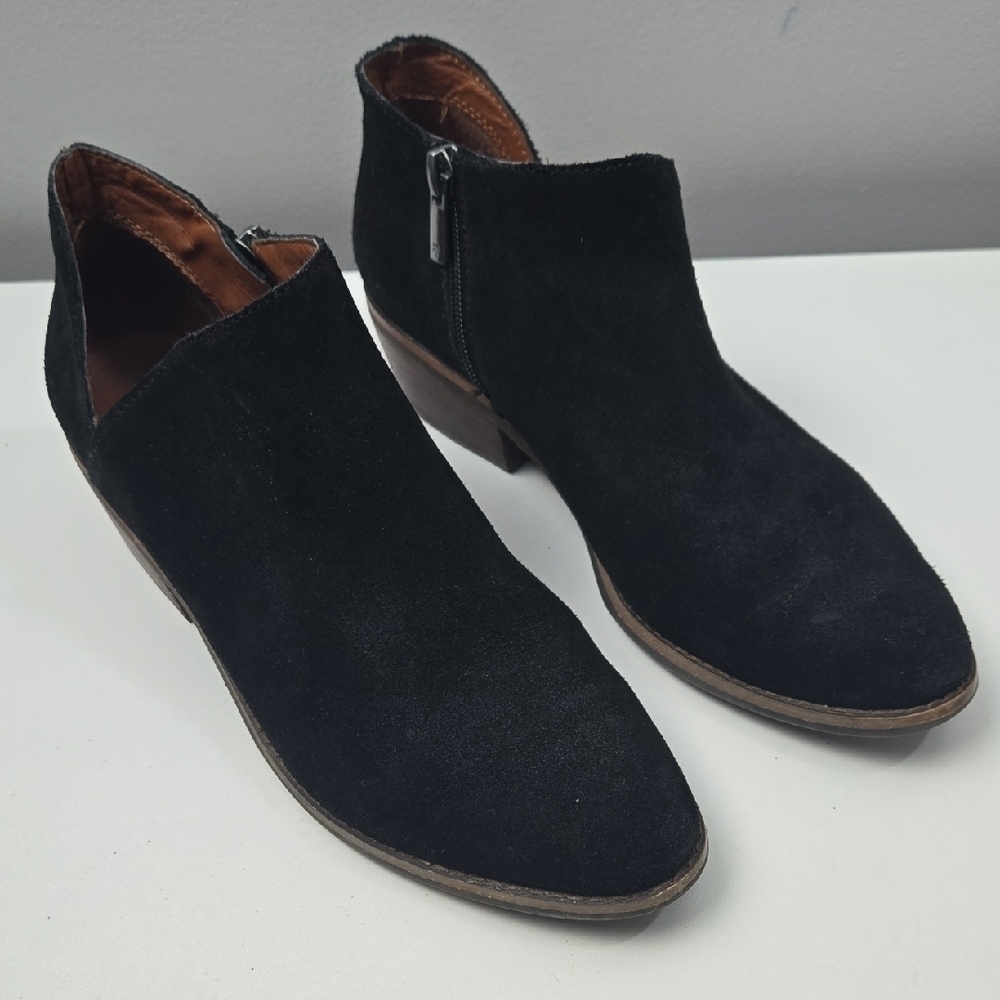 Lucky Brand Black Heeled Boots with Side Zipper